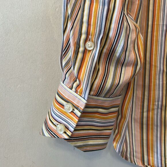 Thomas Dean cotton multicolored vertical stripe long sleeve shirt Size L EUC - Picture 8 of 10